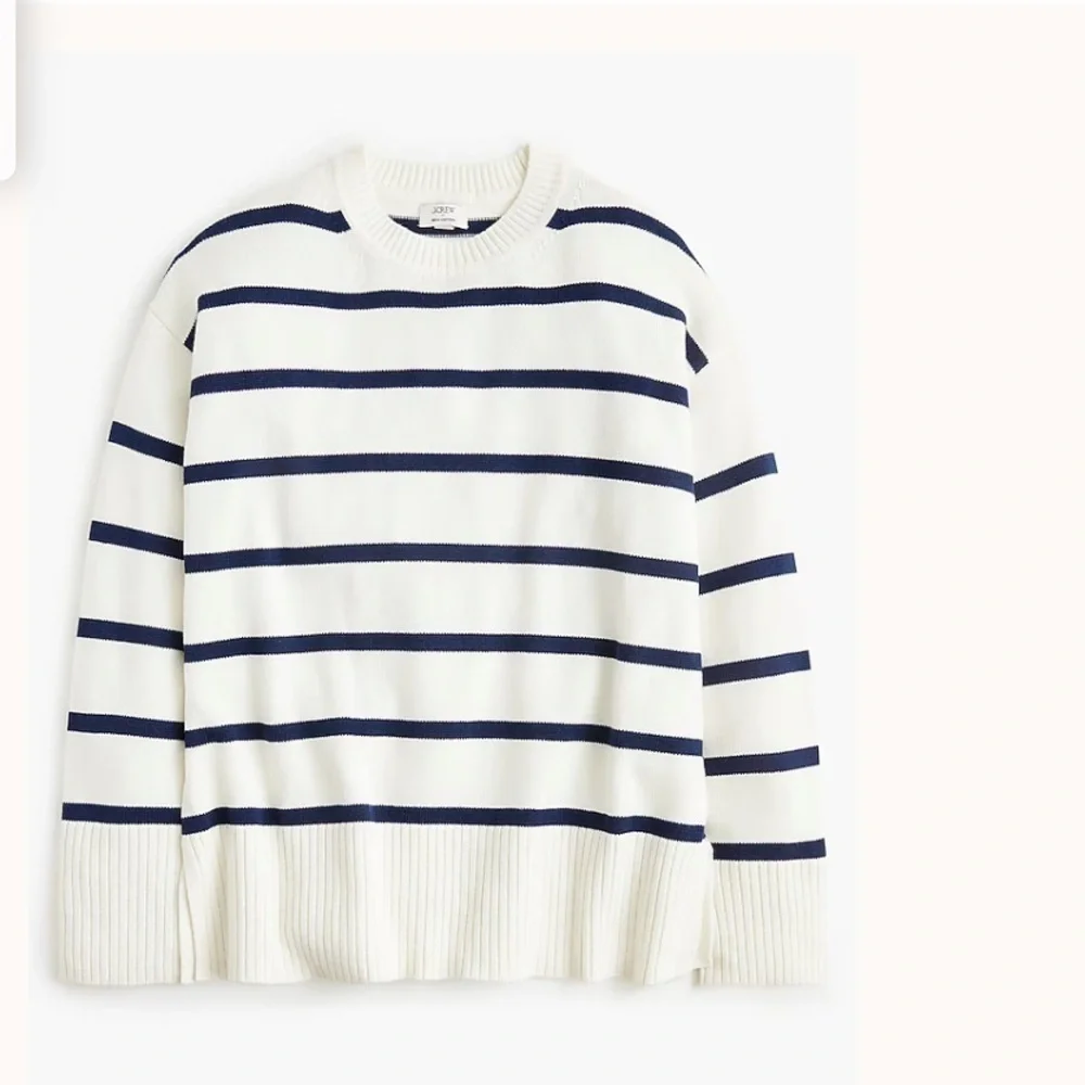 J crew ivory navy Wide-hem sweater